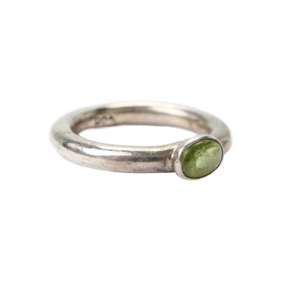 Designer Womens 925 Silver Peridot Cabochon Ring Sz 8 7g